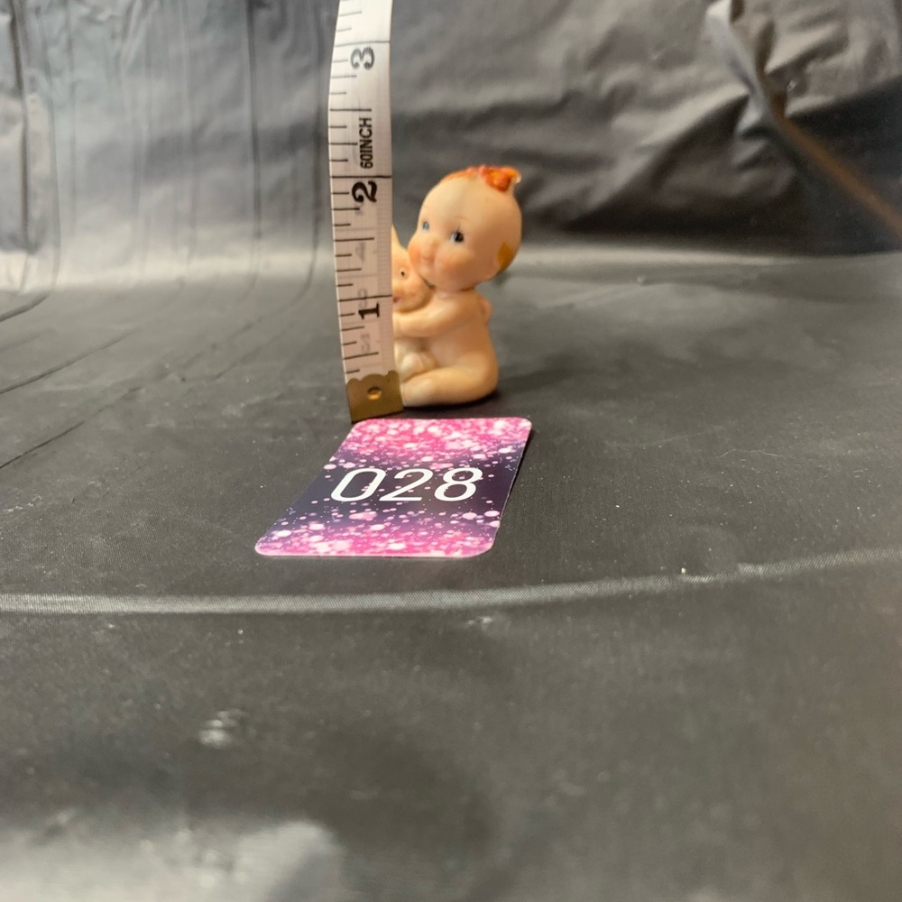 Baby Figurine with Bunny Tan Red Bow Porcelain Angel Baby Kewpie Doll Vintage - Picture 6 of 7